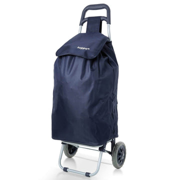 Hoppa Lightweight Shopping Trolley Folding 2 Wheel Large Capacity Shopper (Navy 140) - Packed Direct UK